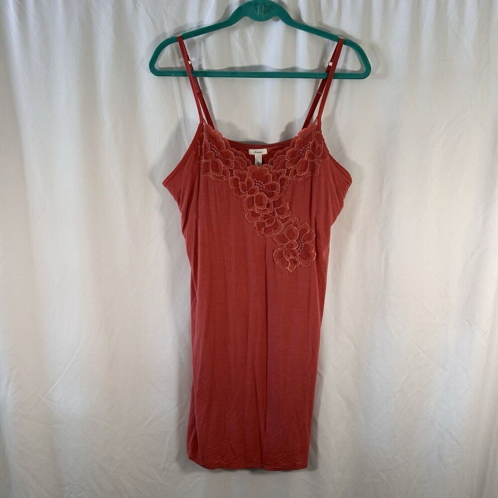 Soma Sleep Dress Women's Medium Pink Floral Sleeveless Strappy Elastic